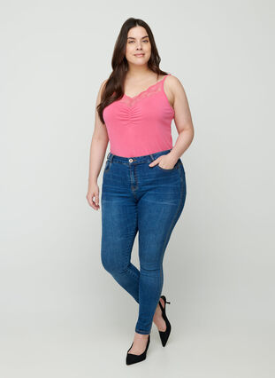 Top with lace details, Fandango Pink, Model image number 2
