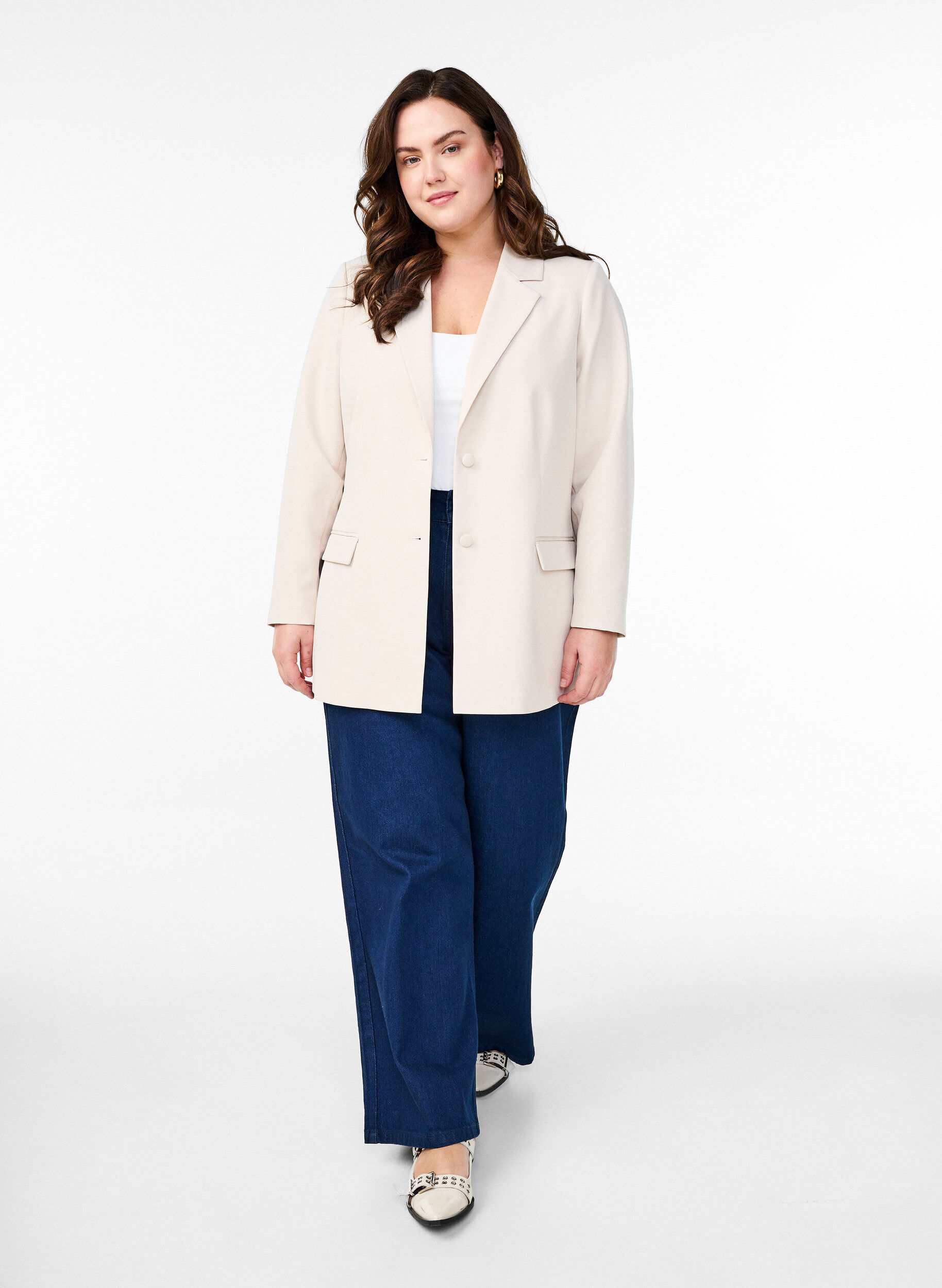 ZizzifashionClassic blazer with button closure, Beige, Model image number 1