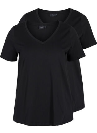 2-pack basic cotton t-shirt, Black/Black, Packshot image number 0
