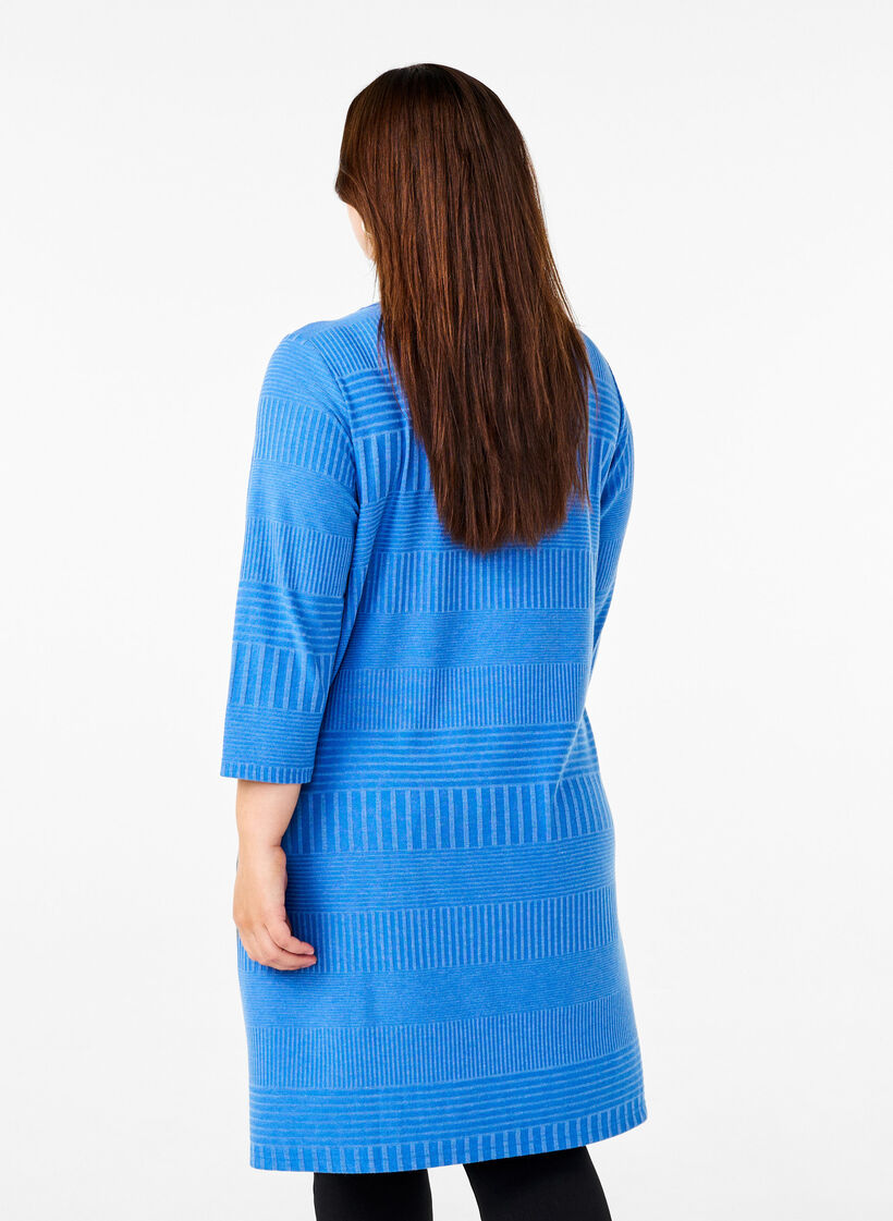 Dress with 3/4 sleeves and striped pattern, Princess Blue Mel., Model image number 1
