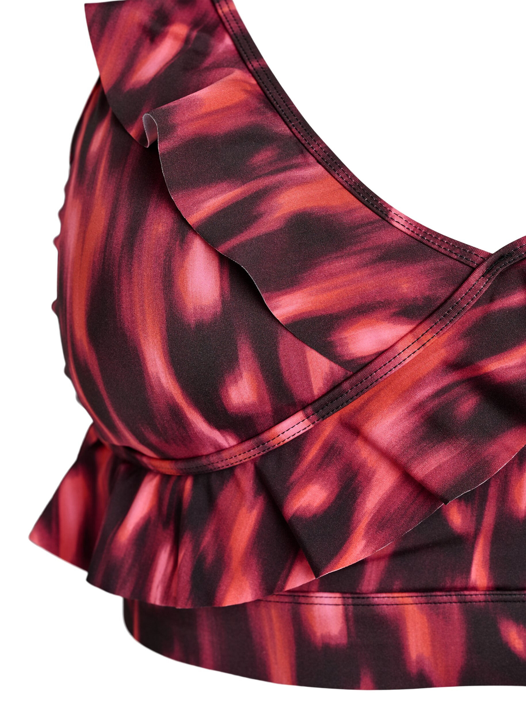 Zizzifashion Bikini top with print and ruffle details, Pink, Packshot image number 2