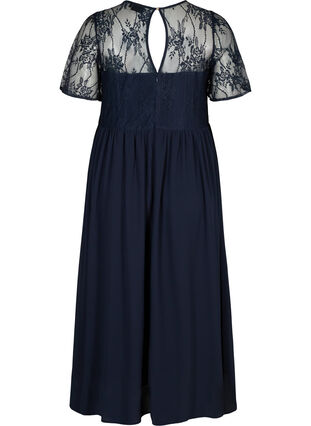 Long short-sleeved dress with lace, Night Sky, Packshot image number 1