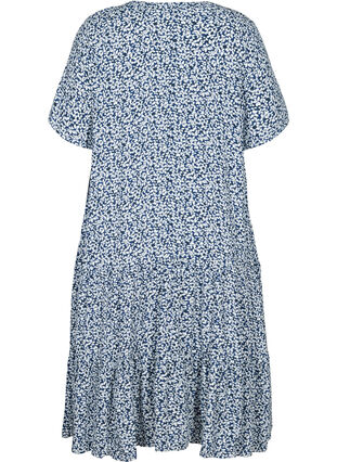 Short-sleeved viscose dress with print, Petit Blue Flower, Packshot image number 1