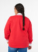 Sweatshirt with V-neck and text print, Red, Model image number 2