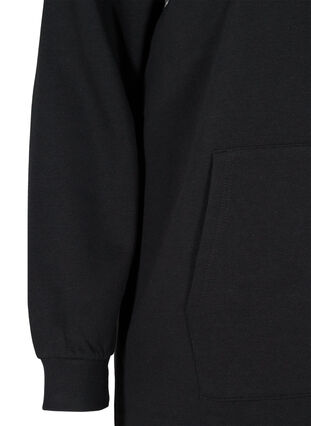 Sweat dress with hood and pocket, Black, Packshot image number 3