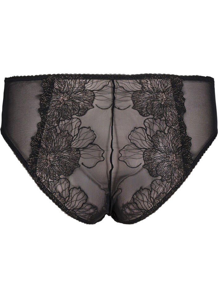 Tai briefs in mesh with lace details, Black, Packshot image number 1