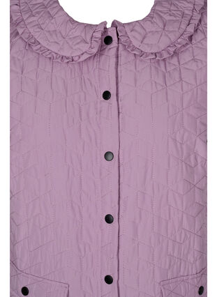 Long quilted vest with collar and frills, Lavender Mist, Packshot image number 2