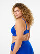 Padded underwired bra with lace, Blue, Model image number 1