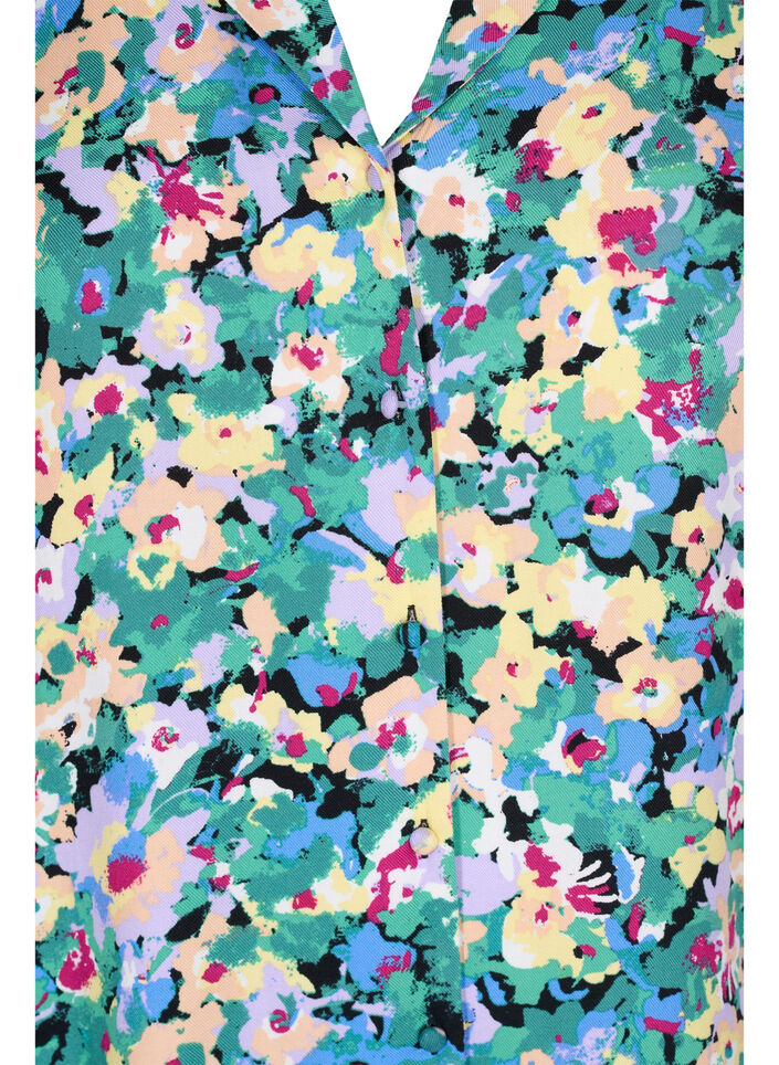 Printed viscose shirt with v-neck, Multi AOP, Packshot image number 2