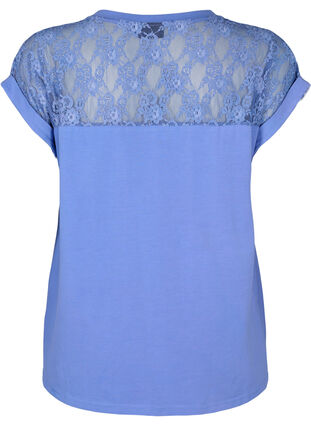 Short-sleeved cotton t-shirt with lace, Persian Jewel, Packshot image number 1