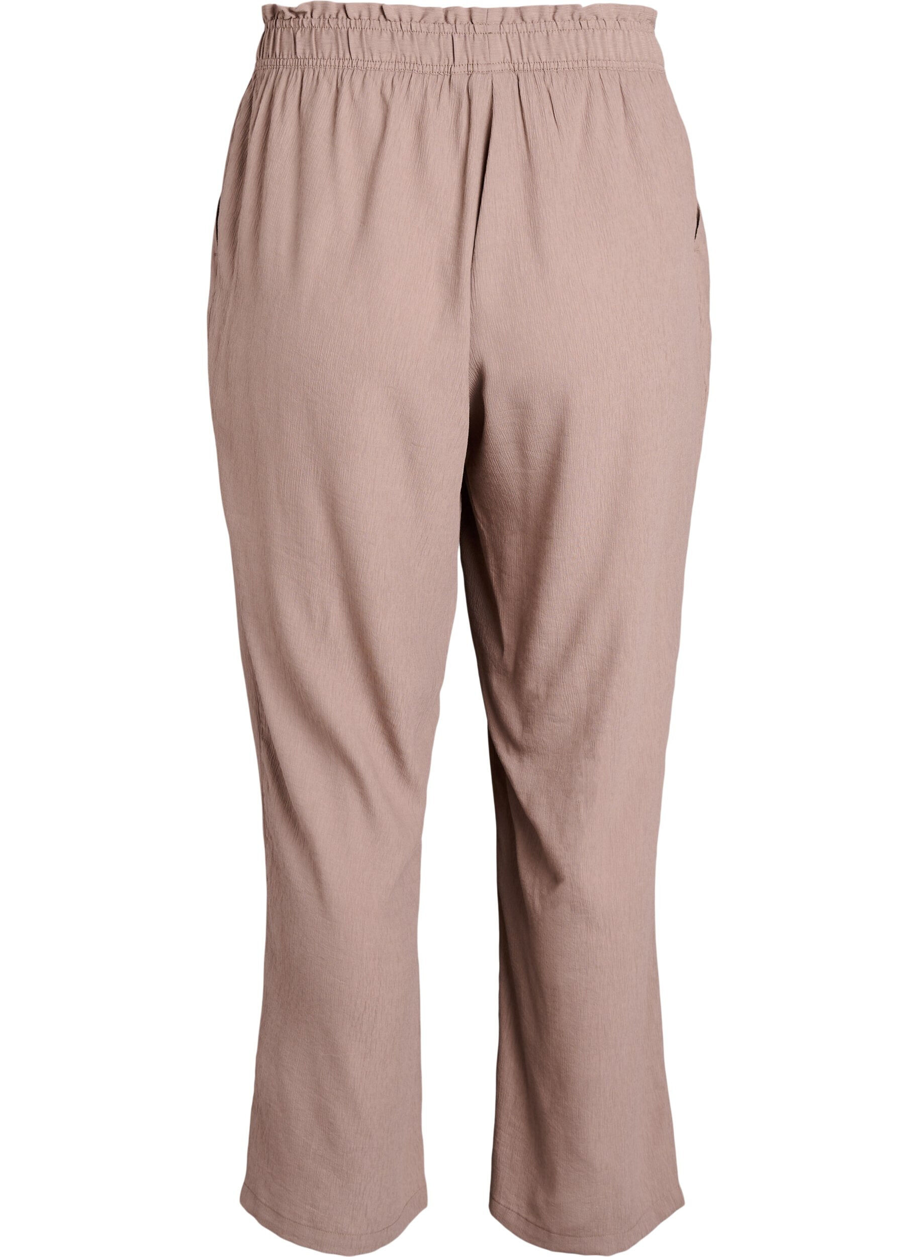 Zizzifashion High-waisted viscose trousers with pockets, Brown, Packshot image number 1