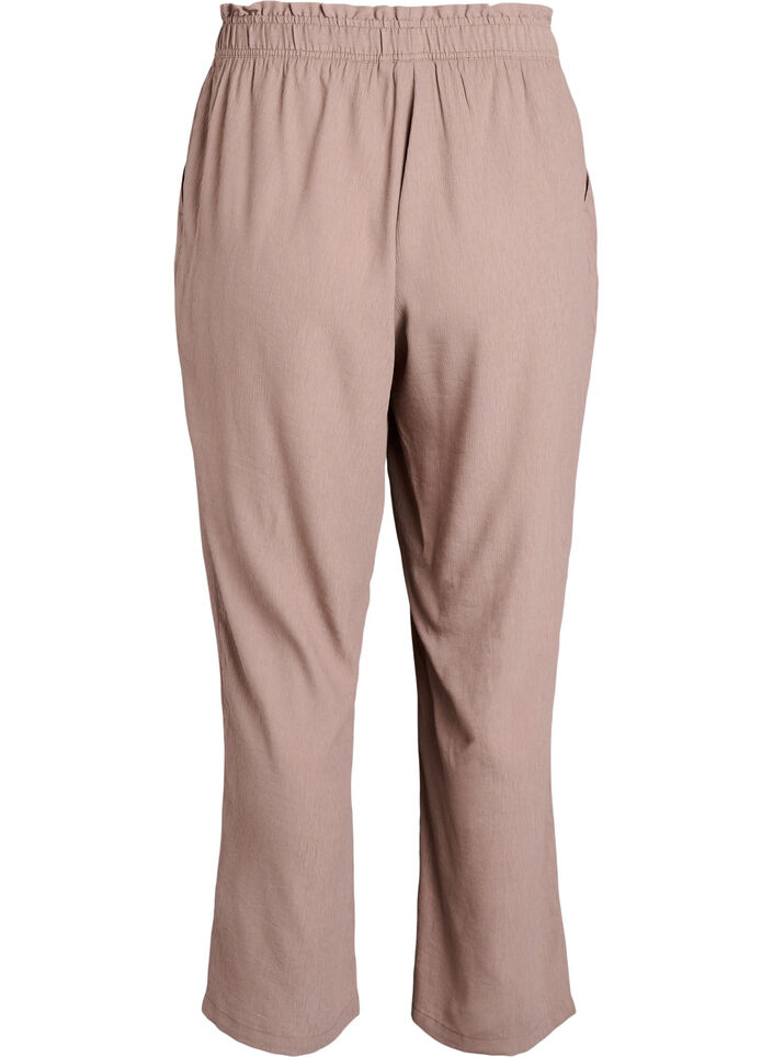 High-waisted viscose trousers with pockets, Brown, Packshot image number 1