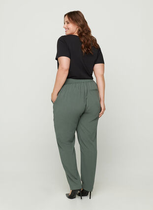 Classic trousers with a tie at the waist, Green ASS, Model image number 0