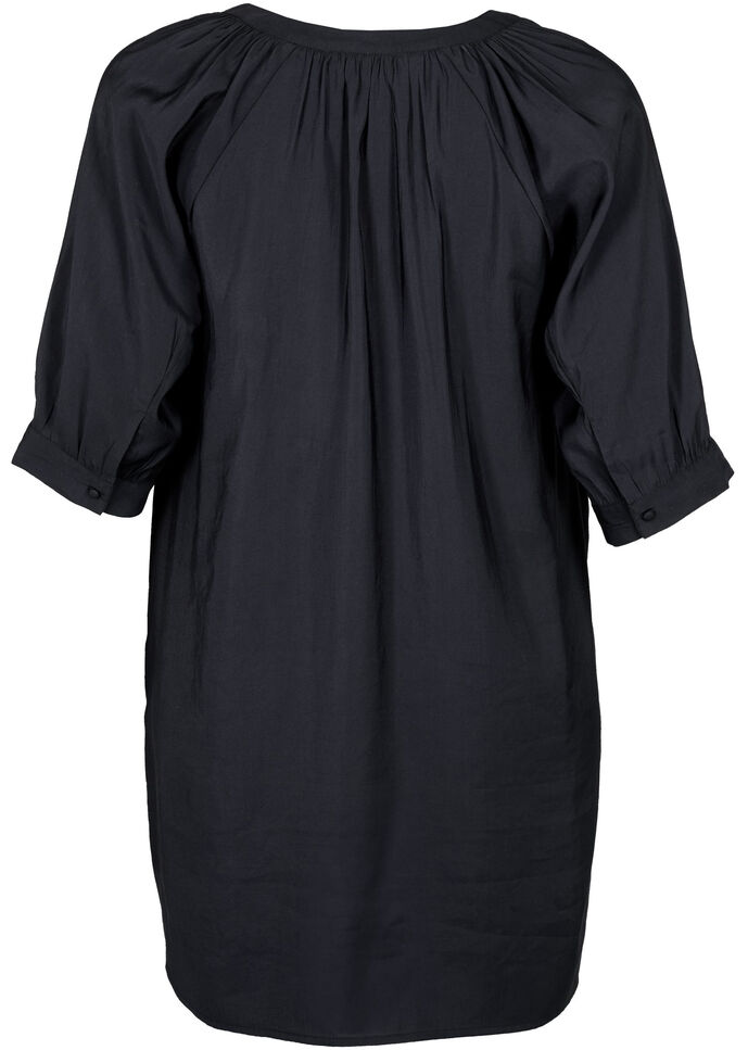 Viscose tunic with 3/4 sleeves, Black, Packshot image number 1