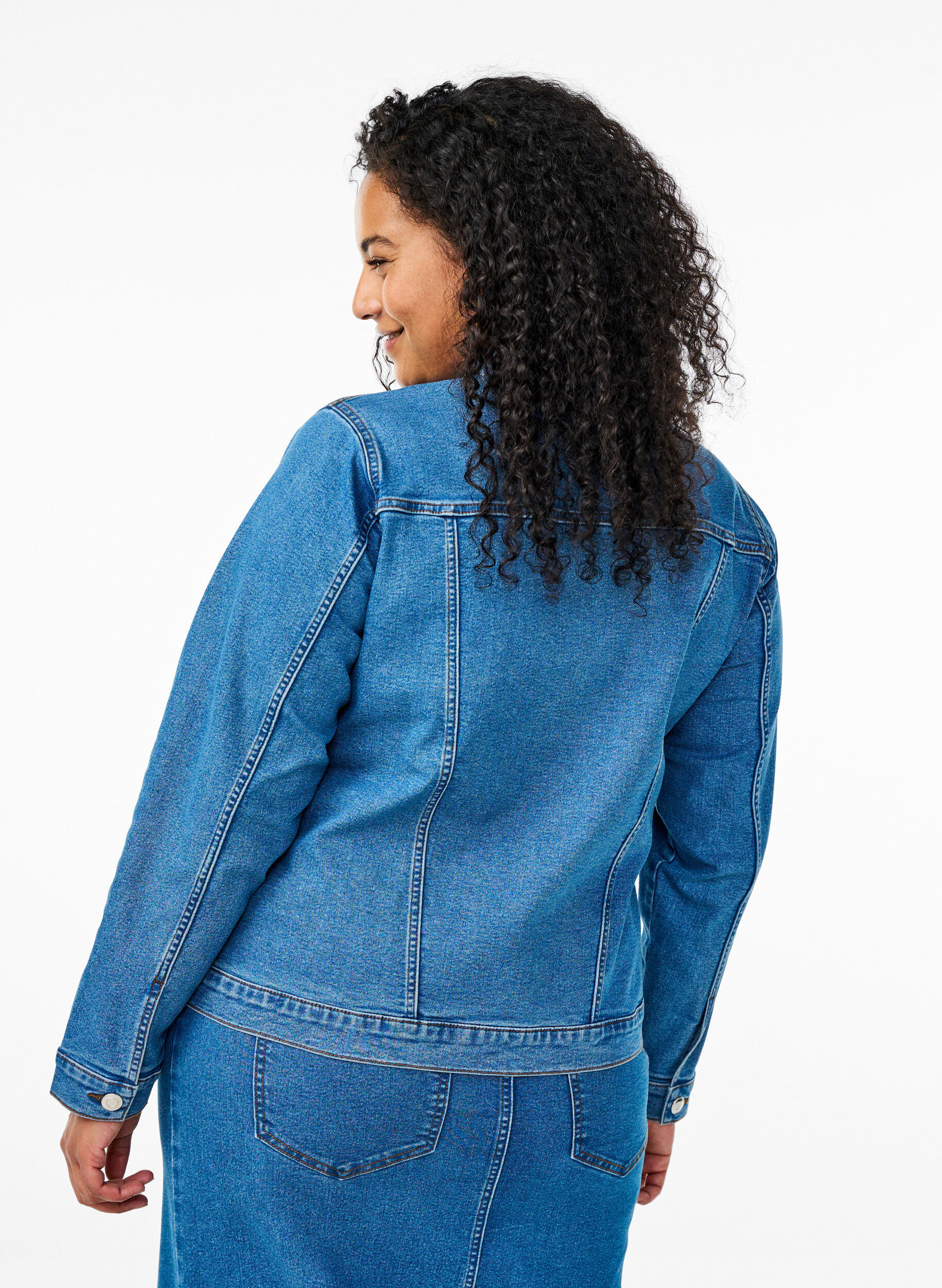 Zizzifashion FLASH - Denim jacket in a stretchy cotton blend, Blue, Model image number 2