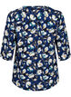 Floral blouse with 3/4 sleeves, P. Blue Flower AOP, Packshot image number 1