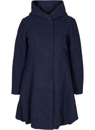 Long coat with wool, Black, Packshot image number 0
