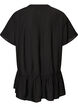 Loose tunic with crinkled texture and ruffle hem, Black, Packshot image number 1