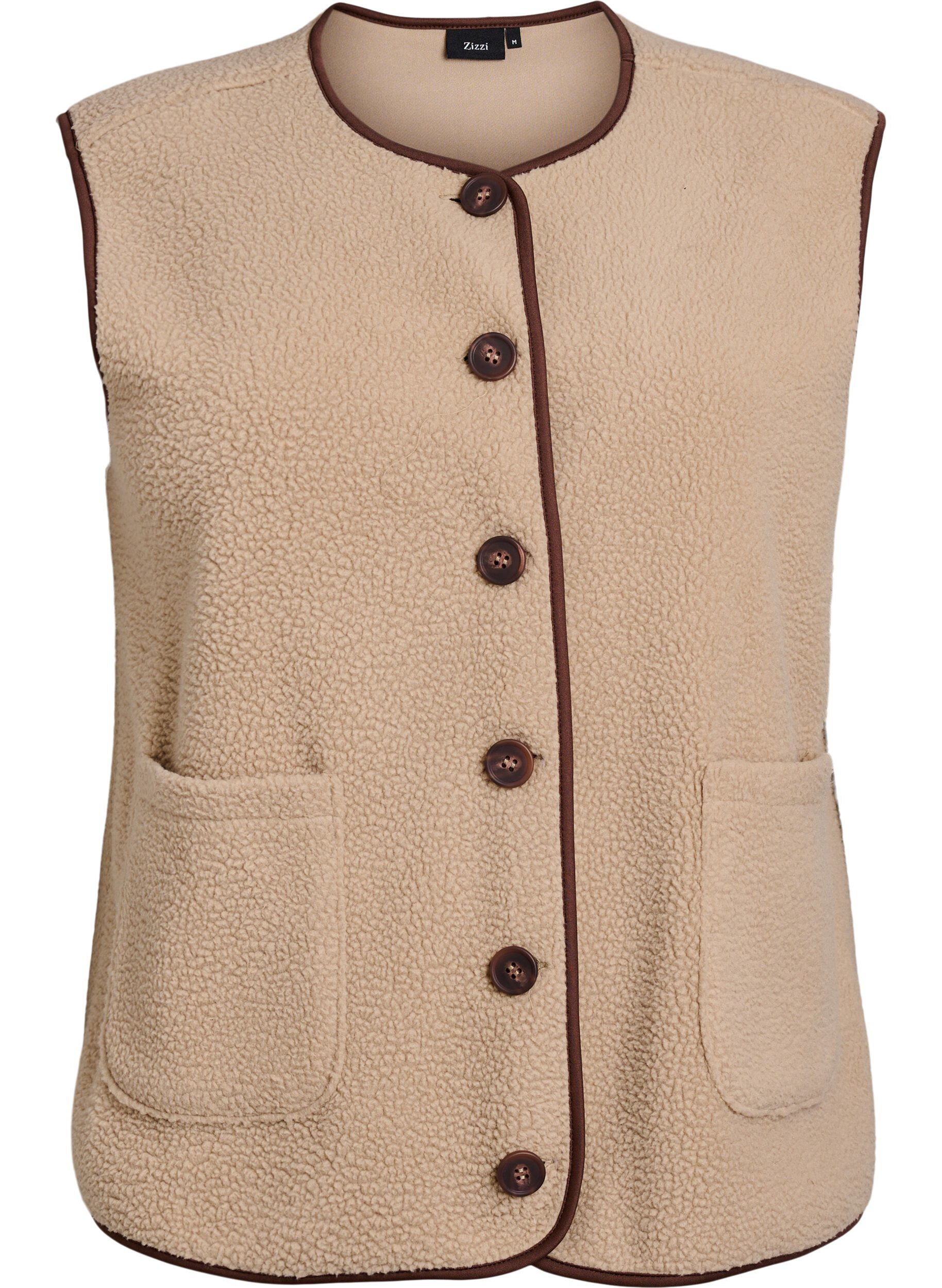 Teddy fleece vest with contrast trims