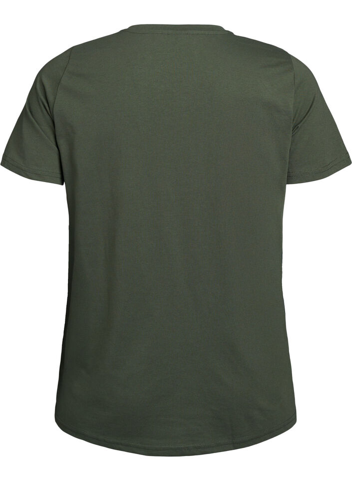 Short sleeve t-shirt with v-neckline, Green, Packshot image number 1
