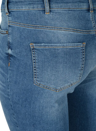 High-waisted denim shorts with raw hems, Dark blue denim, Packshot image number 3