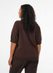 Fine-knit blouse with short sleeves, Brown, Model image number 1