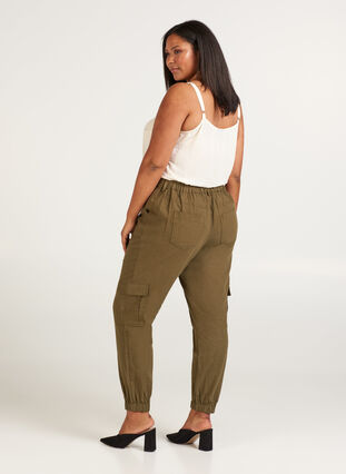 Linen trousers, Ivy green, Model image number 1