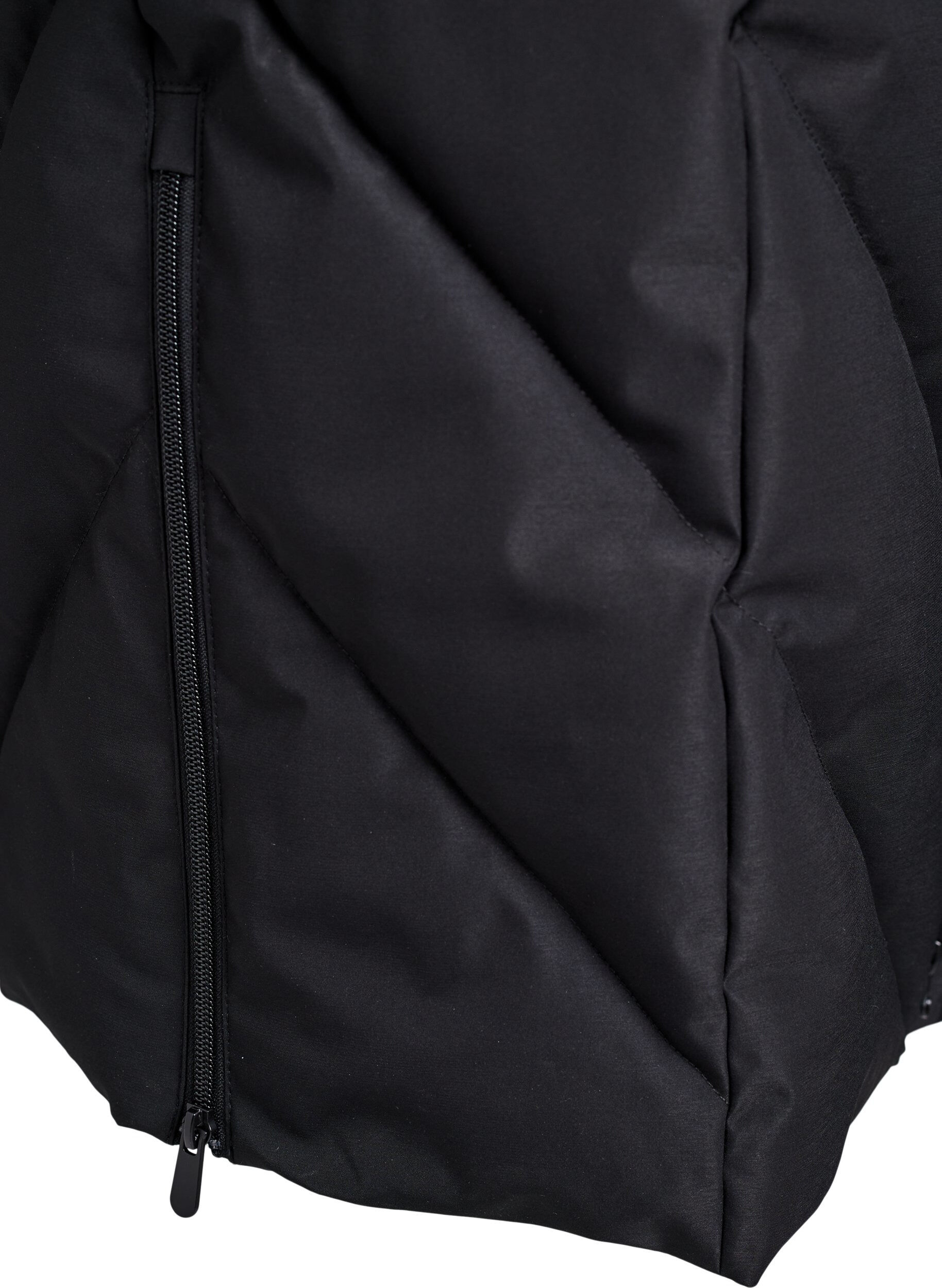 ZizzifashionLong winter coat with hook fastenings and a faux fur collar, Black, Packshot image number 4