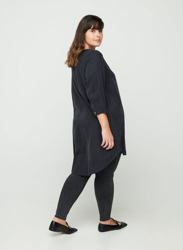 Shirt dress with 3/4 length sleeves, Black, Model image number 1