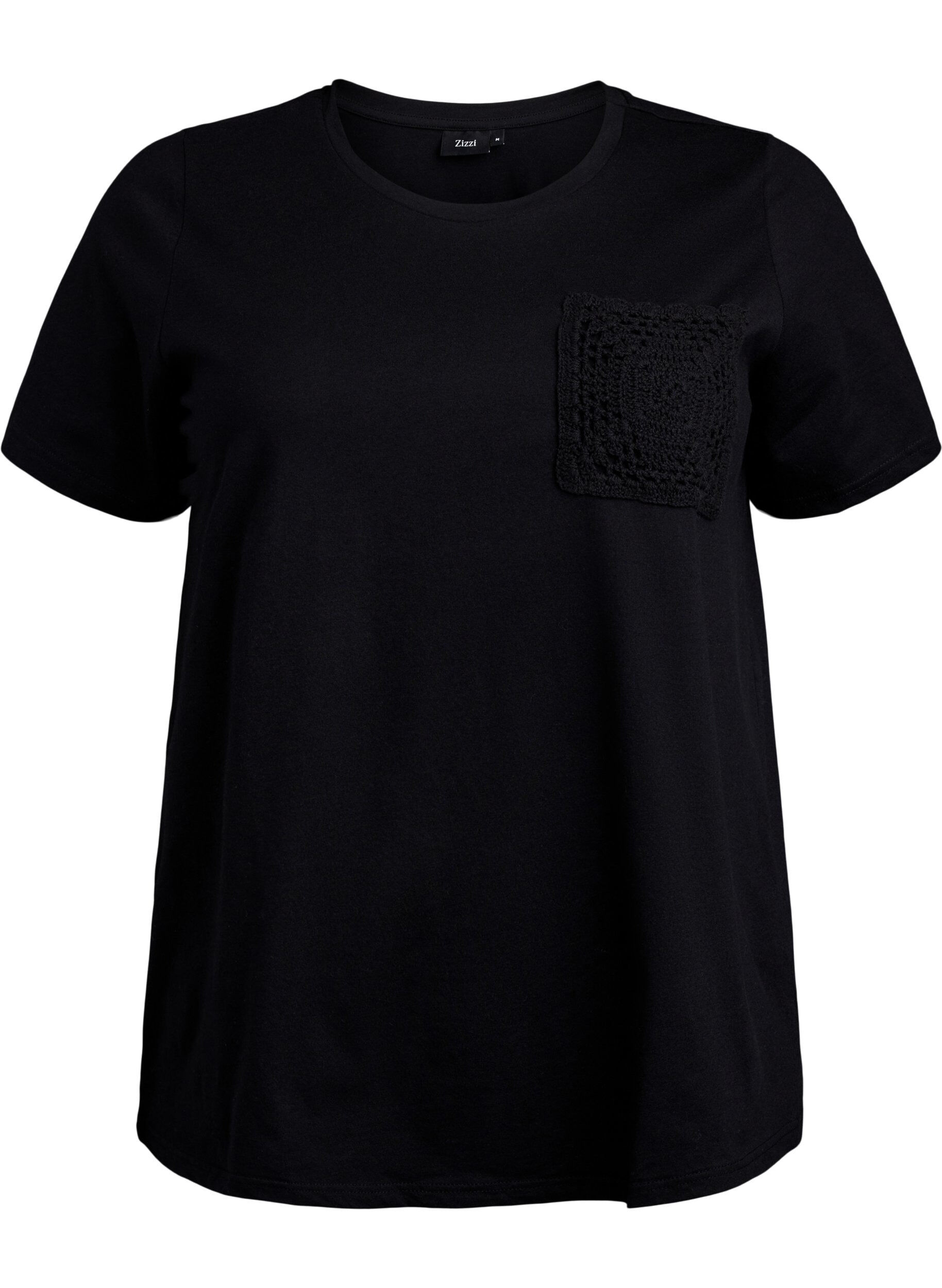 Zizzifashion T-shirt in organic cotton with chest pocket, Black, Packshot image number 0