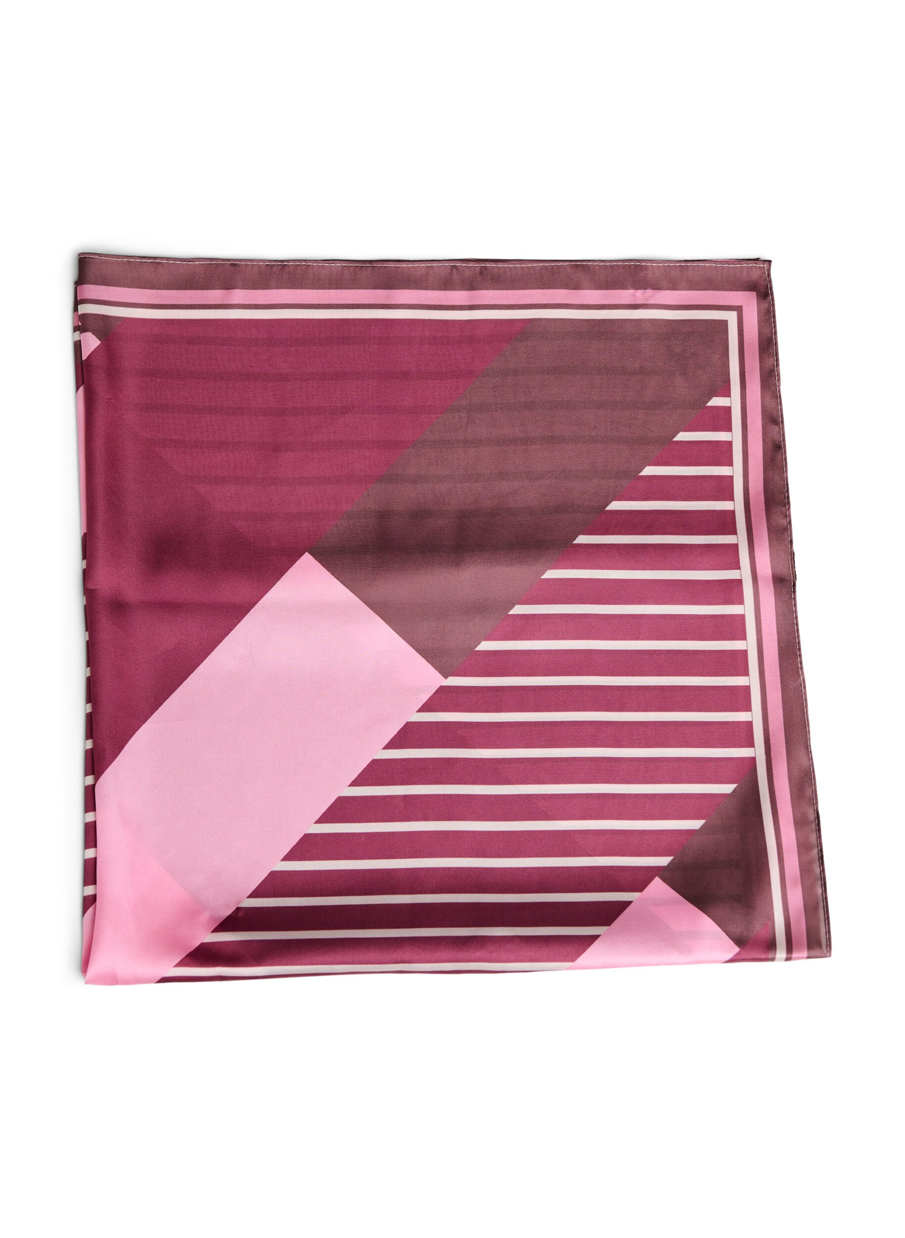 Zizzifashion Square scarf in a satin-look with a patterned design, Red, Packshot image number 1