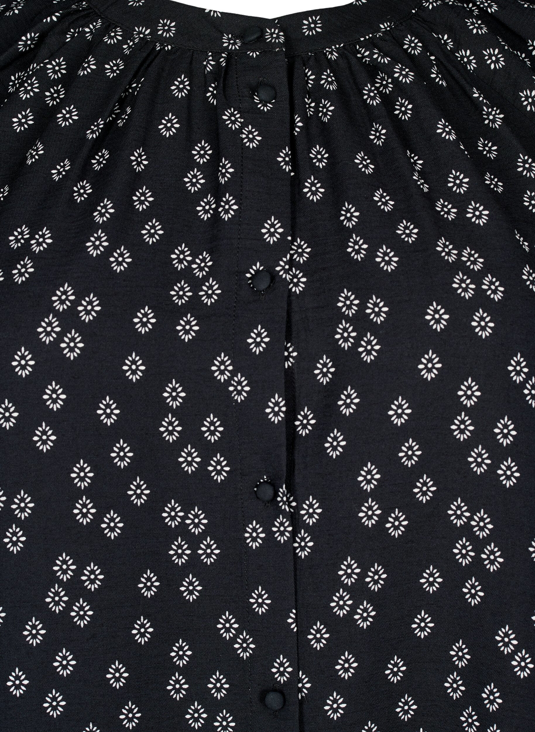 Zizzifashion Long-sleeved tunic with floral print, Black, Packshot image number 2