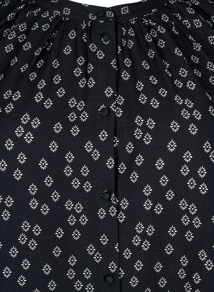 Long-sleeved tunic with floral print, Black, Packshot image number 2