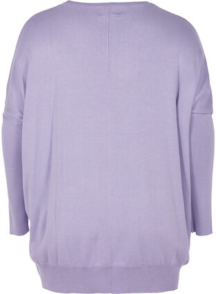 Loose knitted blouse with ribbed edges, Lavender, Packshot image number 1