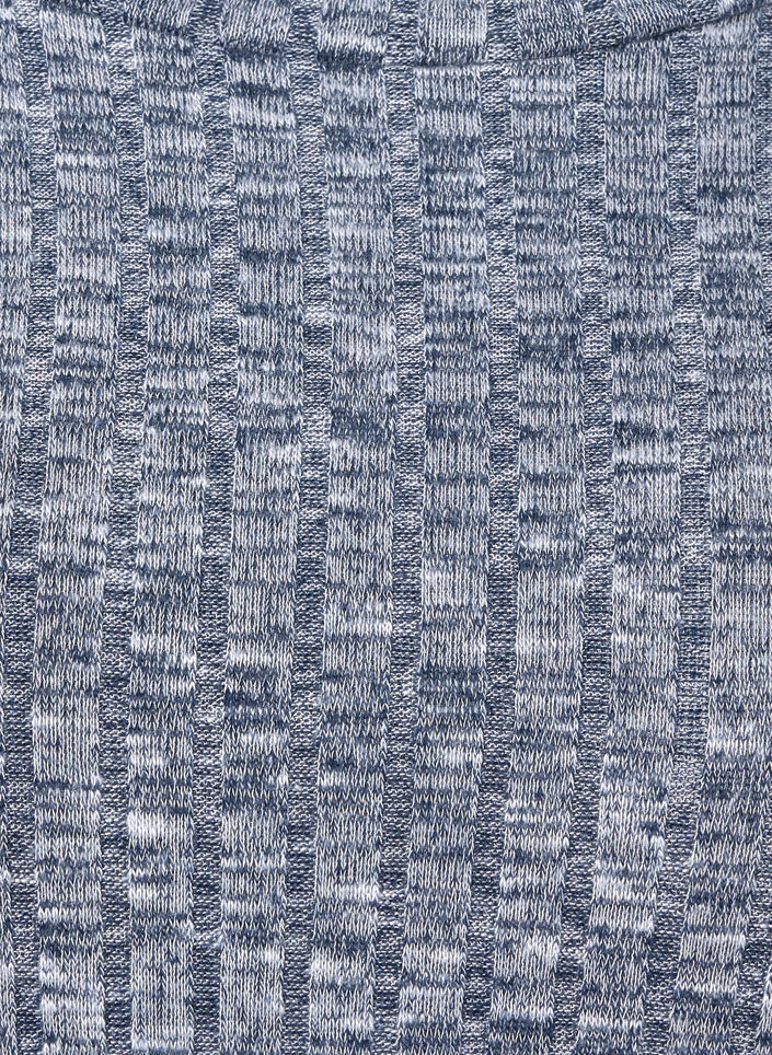 Melange blouse with round neck and 3/4 sleeves, Dress Blues Mel., Packshot image number 3