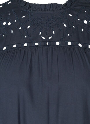 Viscose tunic with broderie anglaise and ruffles, Night Sky, Packshot image number 2