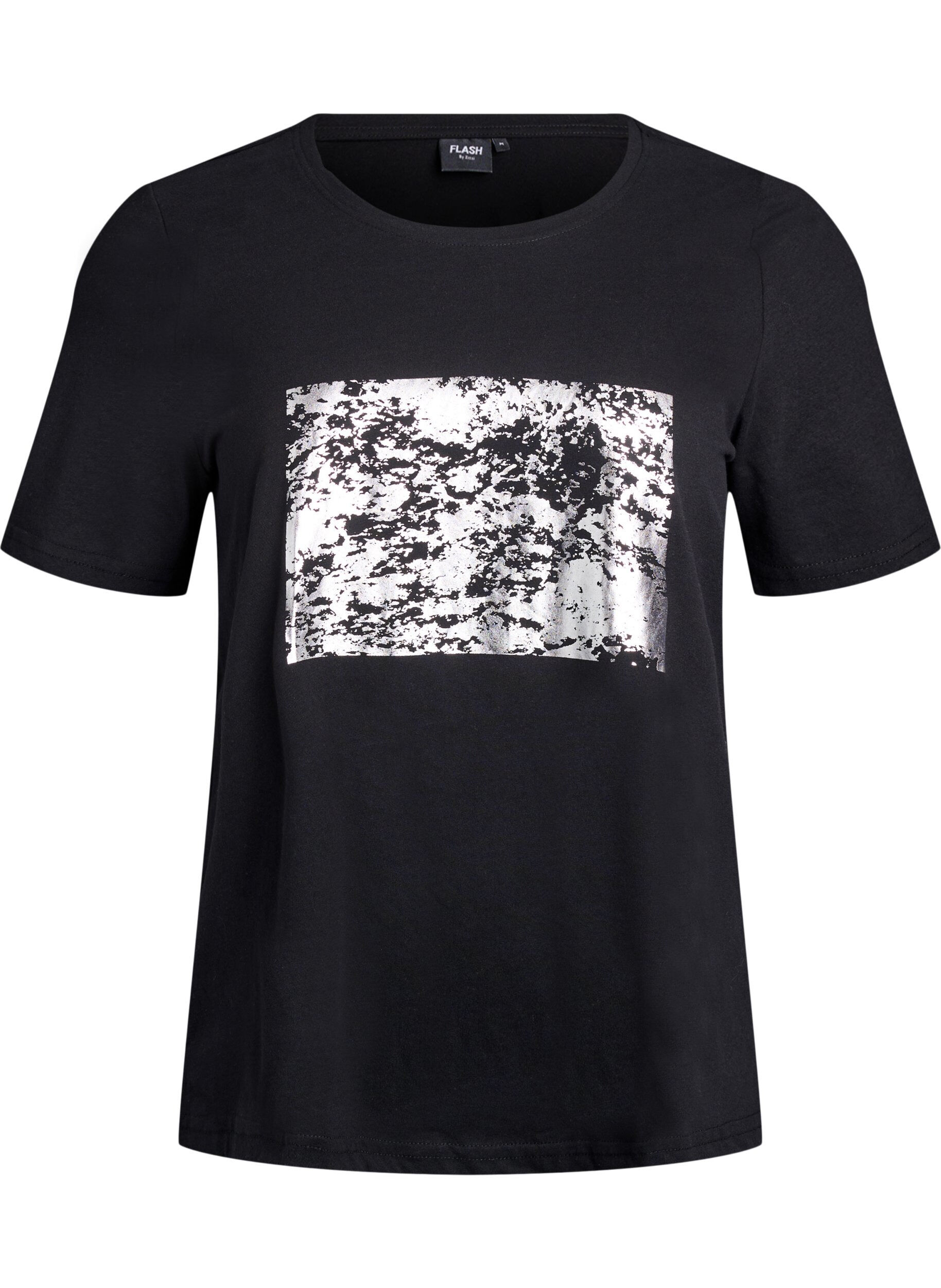 ZizzifashionT-shirt with motif, Black, Packshot image number 0
