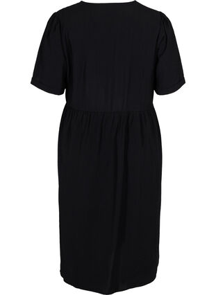 Short sleeve dress with buttons and pockets, Black, Packshot image number 1