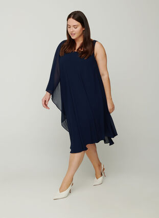 One shoulder A-line dress, Night Sky, Model image number 2
