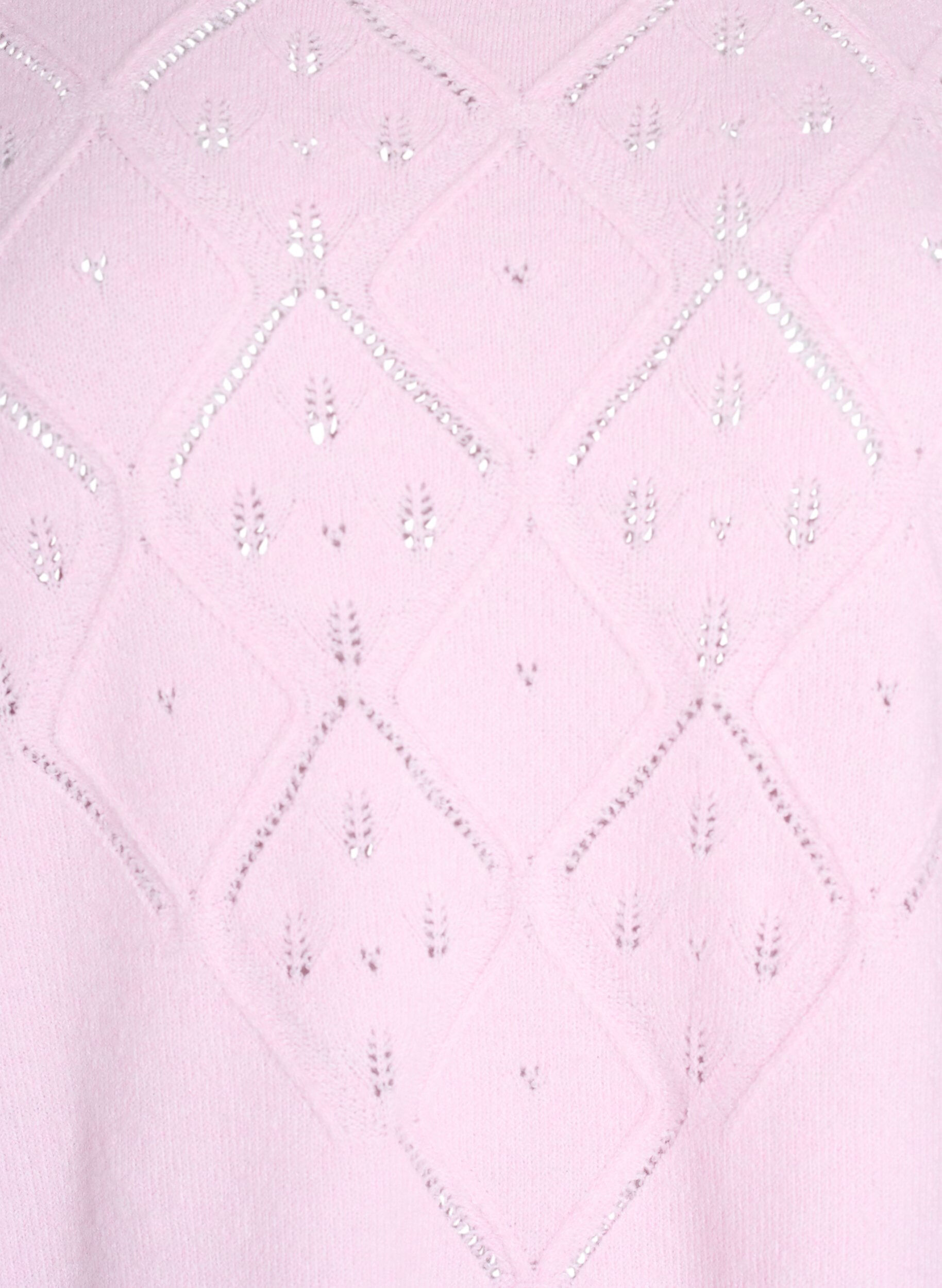 Zizzifashion Knitted top with openwork pattern and balloon sleeves, Rose, Packshot image number 2