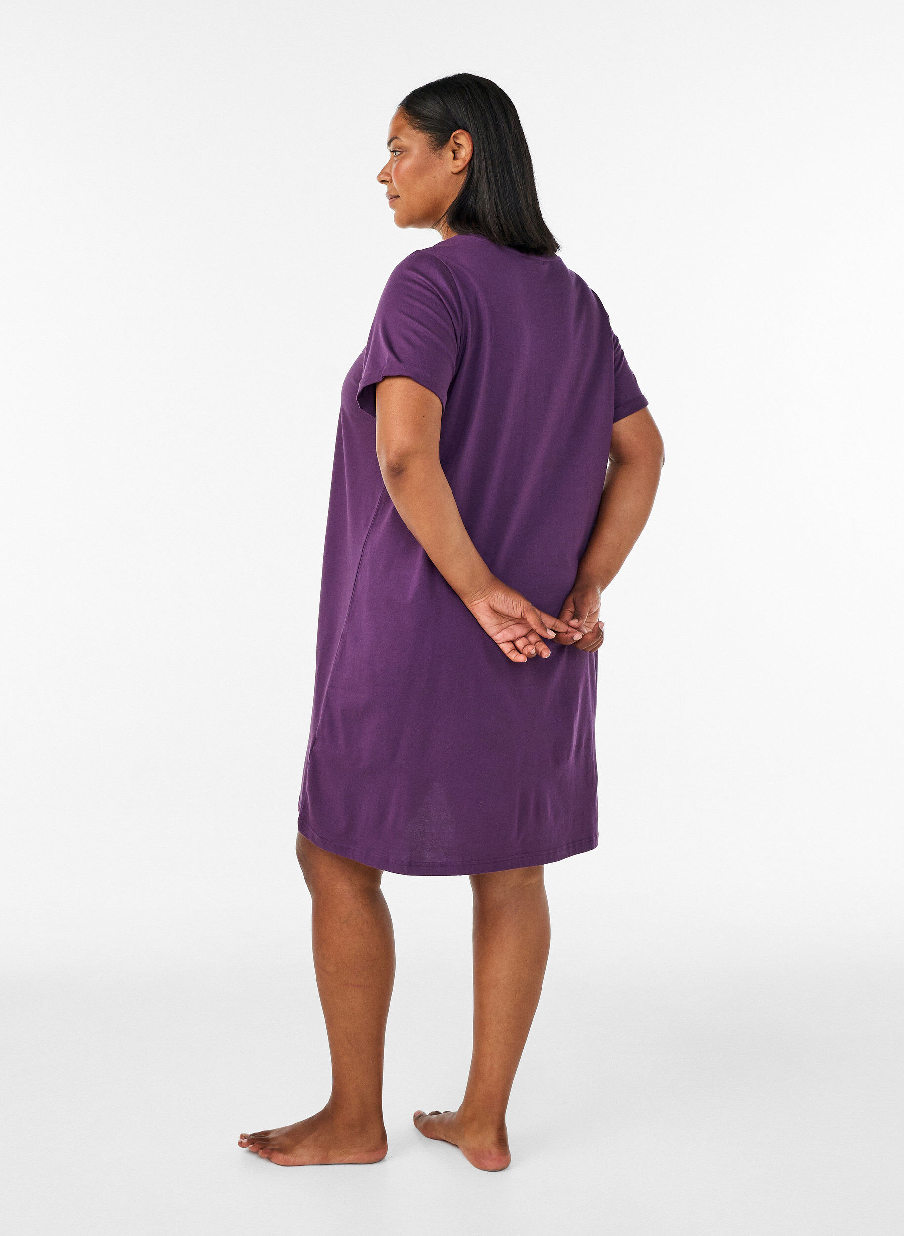 ZizzifashionShort-sleeved nightgown in organic cotton, Blue, Model image number 2