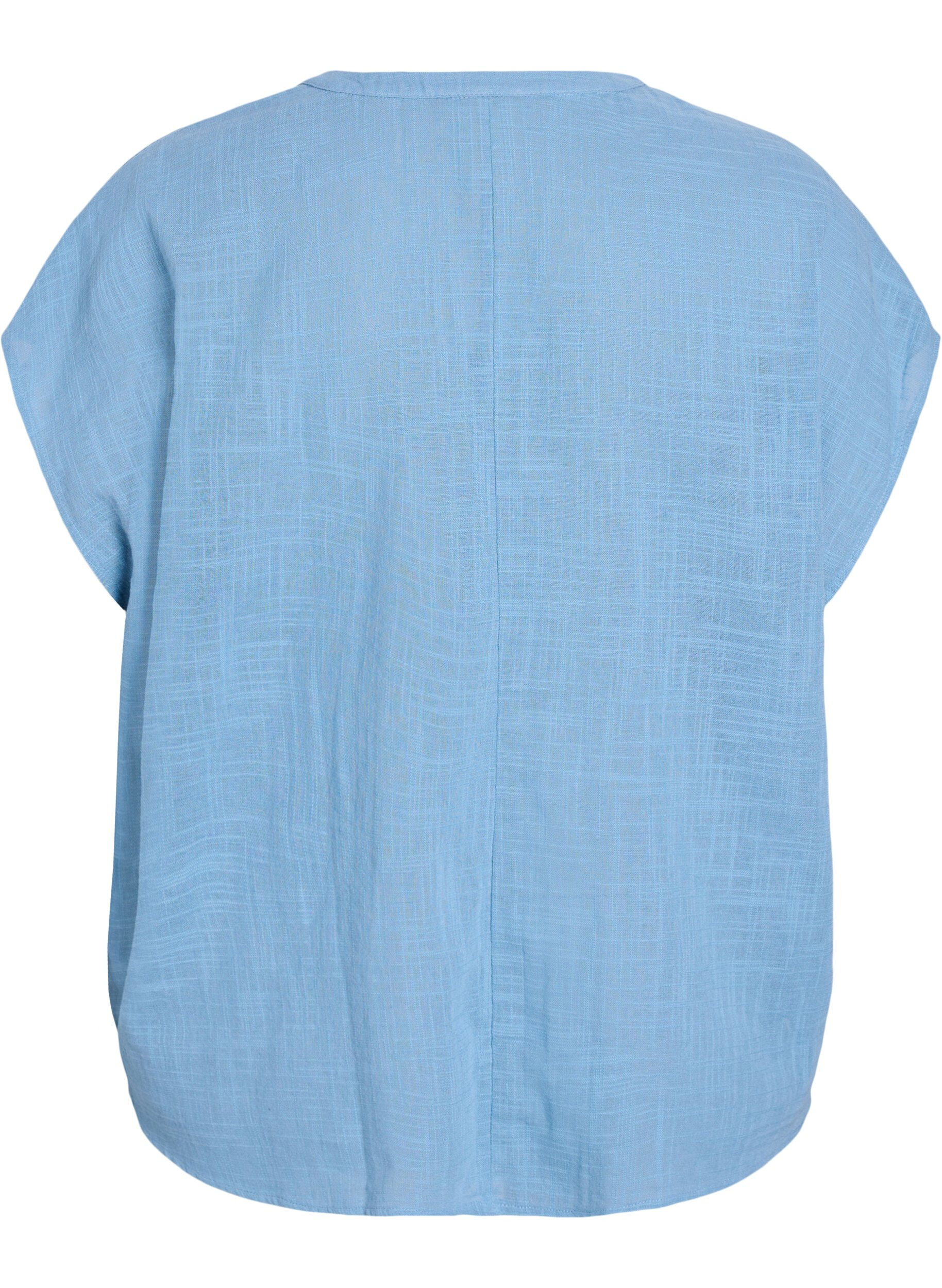 Zizzifashion FLASH - Loose blouse with cap sleeves, Blue, Packshot image number 1