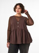 Sleeveless peplum blouse with decorative buttons, Brown, Model image number 0