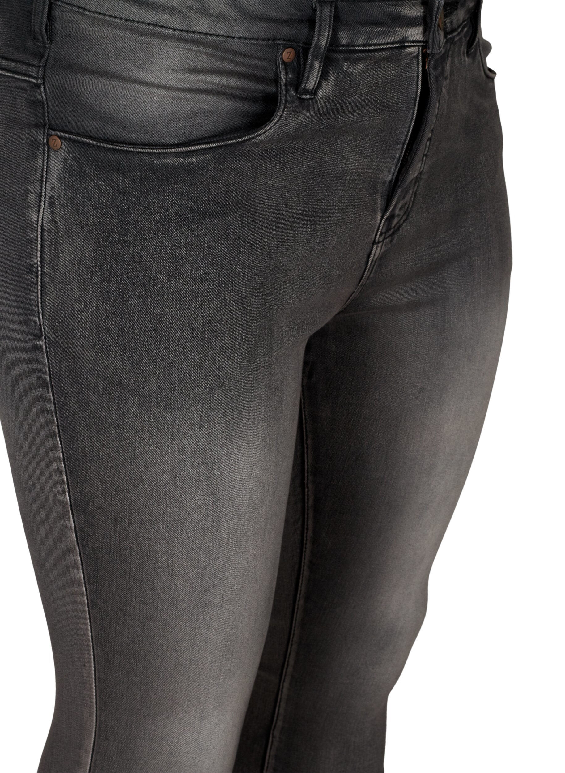 Zizzifashion Super slim Amy jeans with high waist, Dark Grey Denim, Packshot image number 2
