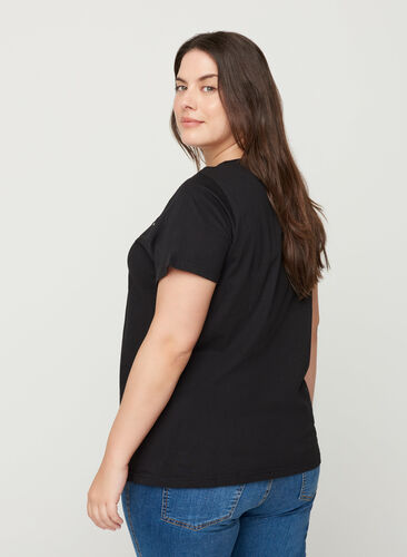 Cotton T-shirt with studs, Black, Model image number 1
