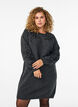 Short knitted dress with sewn-on cord details, Dark Grey, Model image number 1