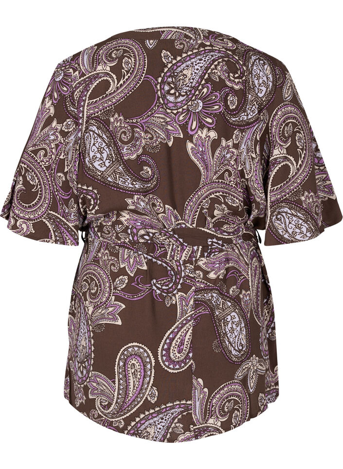 Printed viscose tunic with 2/4 sleeves, Bracken Paisley, Packshot image number 1
