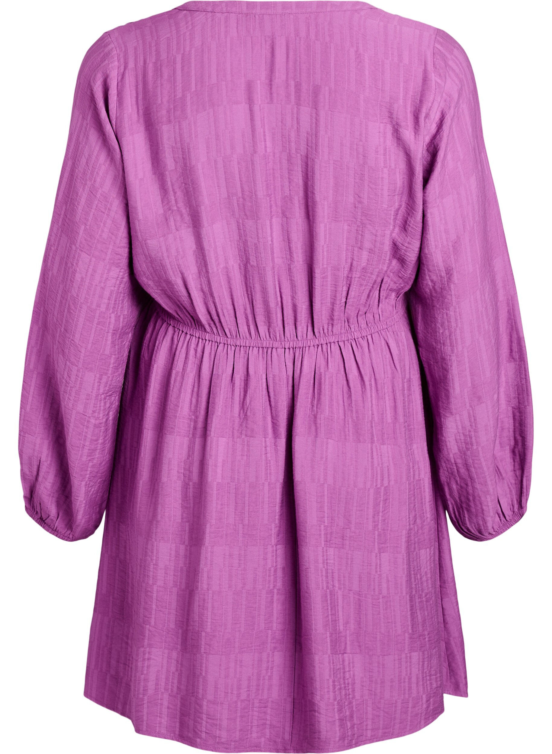 Zizzifashion Short textured dress with wrap look, Purple, Packshot image number 1