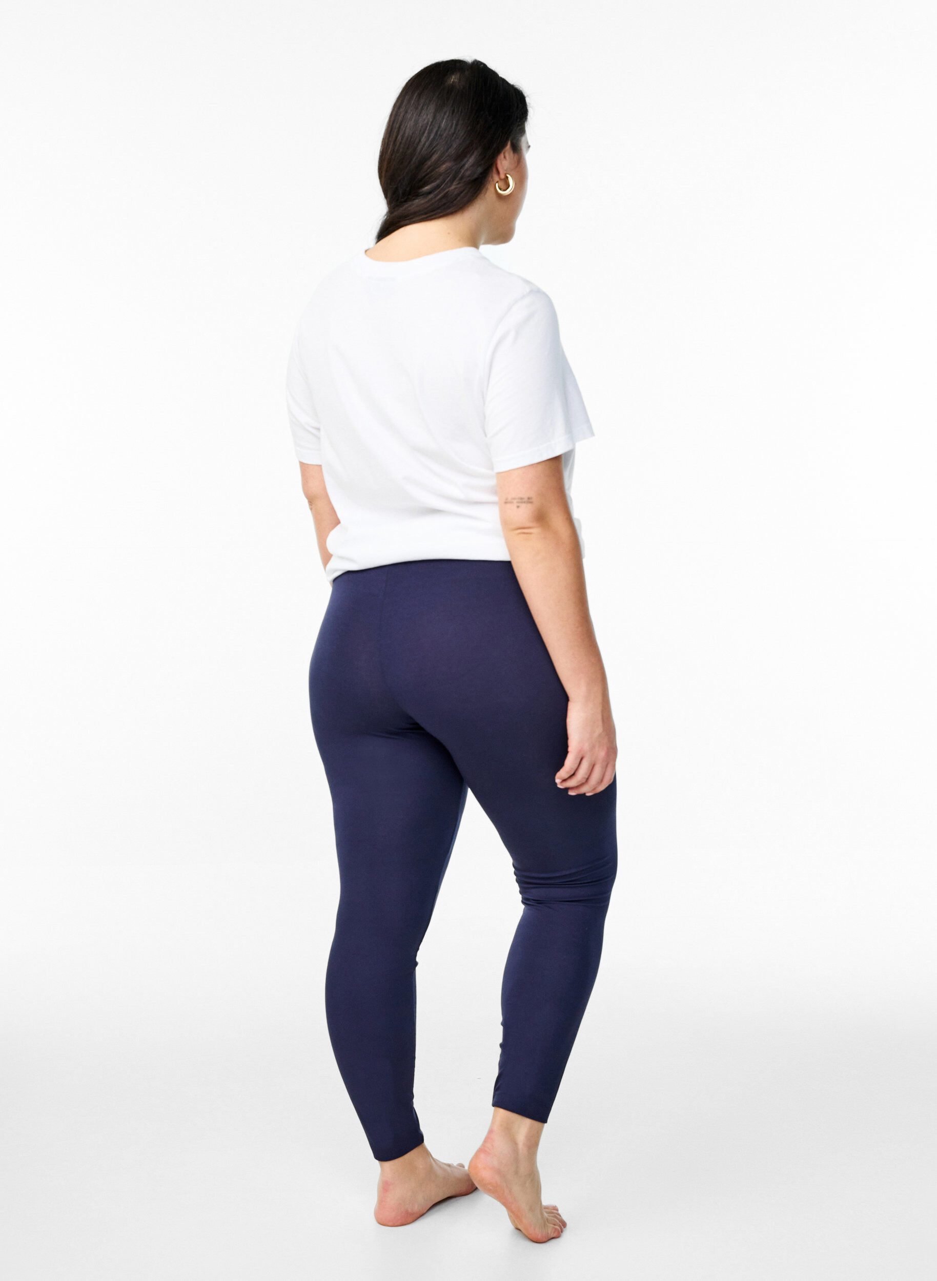Zizzifashion Basic leggings in viscose, Blue, Model image number 2