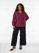 Viscose blouse with V-neck and rounded hem, Red, Model image number 1